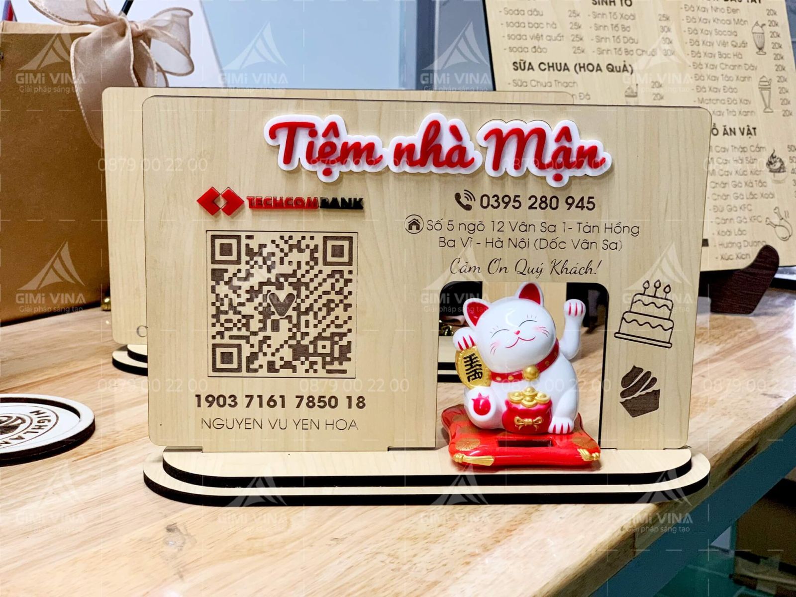 Mẫu bảng gỗ  QR code