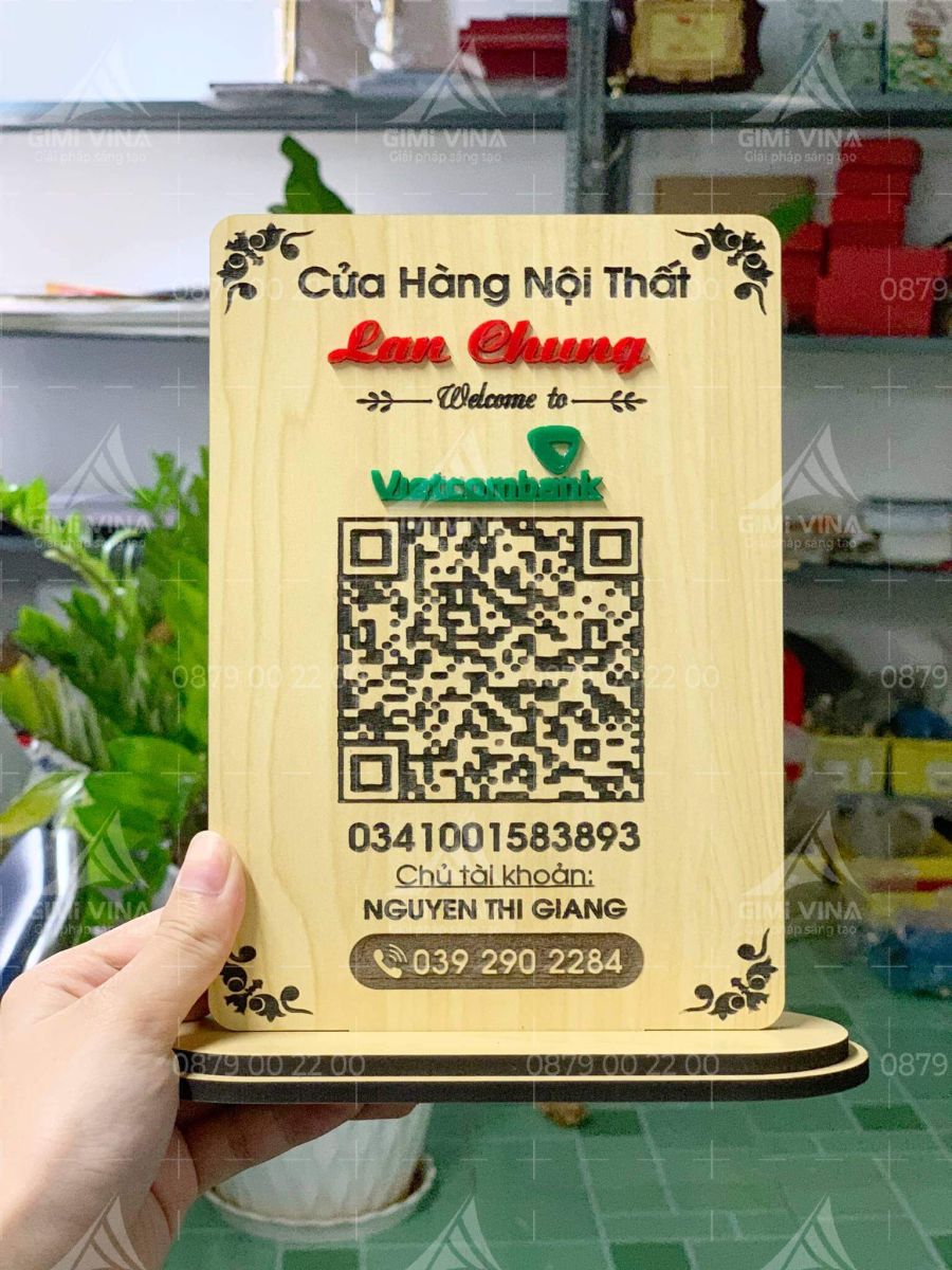 Mẫu bảng gỗ QR code