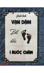Tranh động lực gỗ hành trình vạn sự bắt đầu 1 bước chân 0