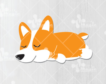 File thiết kế vector chú chó corgi ngủ gật dễ thương