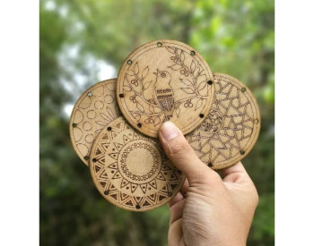 Đế lót ly gỗ họa tiết độc đáo