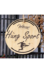 Bảng gỗ tên shop Hùng Sport
