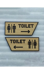 Biển chỉ hướng toilet mũi tên trái phải bằng gỗ sang trọng
