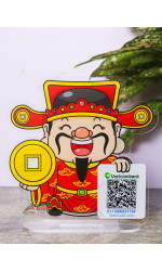 Bảng mica in mã Qr Code để bàn QRMC002 Thần Tài phong thủy