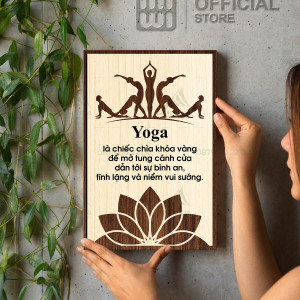 Tranh gỗ decor Yoga Là Chiếc Chìa Khóa Vàng Để Mở Tung Cánh Cửa Dẫn Tới Sự Bình An