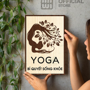 Tranh gỗ decor Yoga Bí Quyết Sống Khỏe