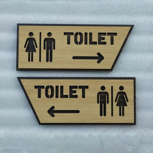 Biển chỉ hướng toilet mũi tên trái phải bằng gỗ sang trọng
