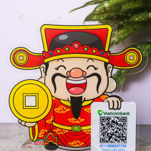 Bảng mica in mã Qr Code để bàn QRMC002 Thần Tài phong thủy