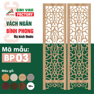 Vách ngăn bình phong bằng gỗ cao cấp BP03