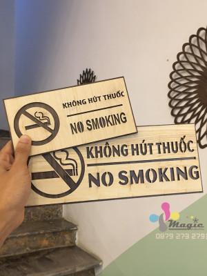 Bảng gỗ decor cấm hút thuốc 