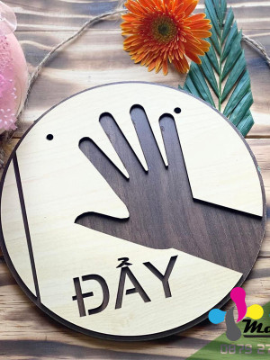 Bảng gỗ treo cửa hướng dẫn Đẩy, Kéo