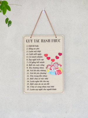 Tranh động lực gỗ treo tường quy tắc hạnh phúc