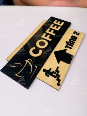 Bảng gỗ chỉ dẫn Coffee Shop Tầng 2 DCR003