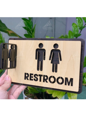 Bảng tên phòng bằng gỗ Rest Room