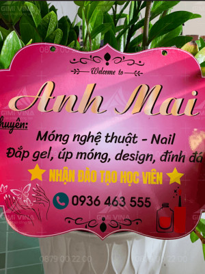 Bảng gỗ tên shop Anh Mai