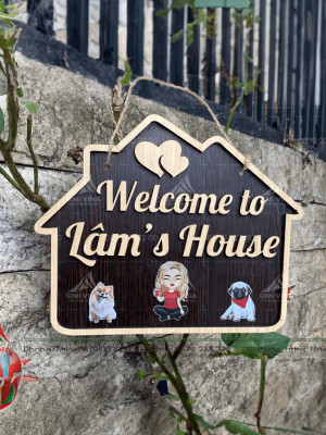 Bảng gỗ tên shop Lâm House