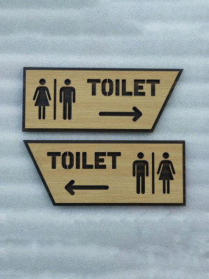 Biển chỉ hướng toilet mũi tên trái phải bằng gỗ sang trọng