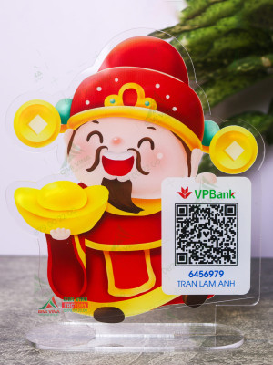 Bảng mica để bàn QRMC001 Thần Tài in mã QR code quét thanh toán