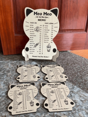 Menu gỗ hình mèo 