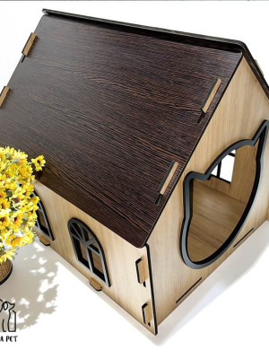 Nhà ở cho thú cưng bằng gỗ chất lượng tốt , kiểu dáng dễ thương thích hợp cho chó mèo ở nằm ngủ