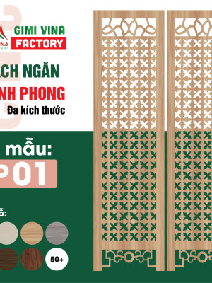 Vách ngăn bình phong bằng gỗ cao cấp BP01