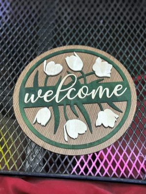 Bảng gỗ decor shop welcome